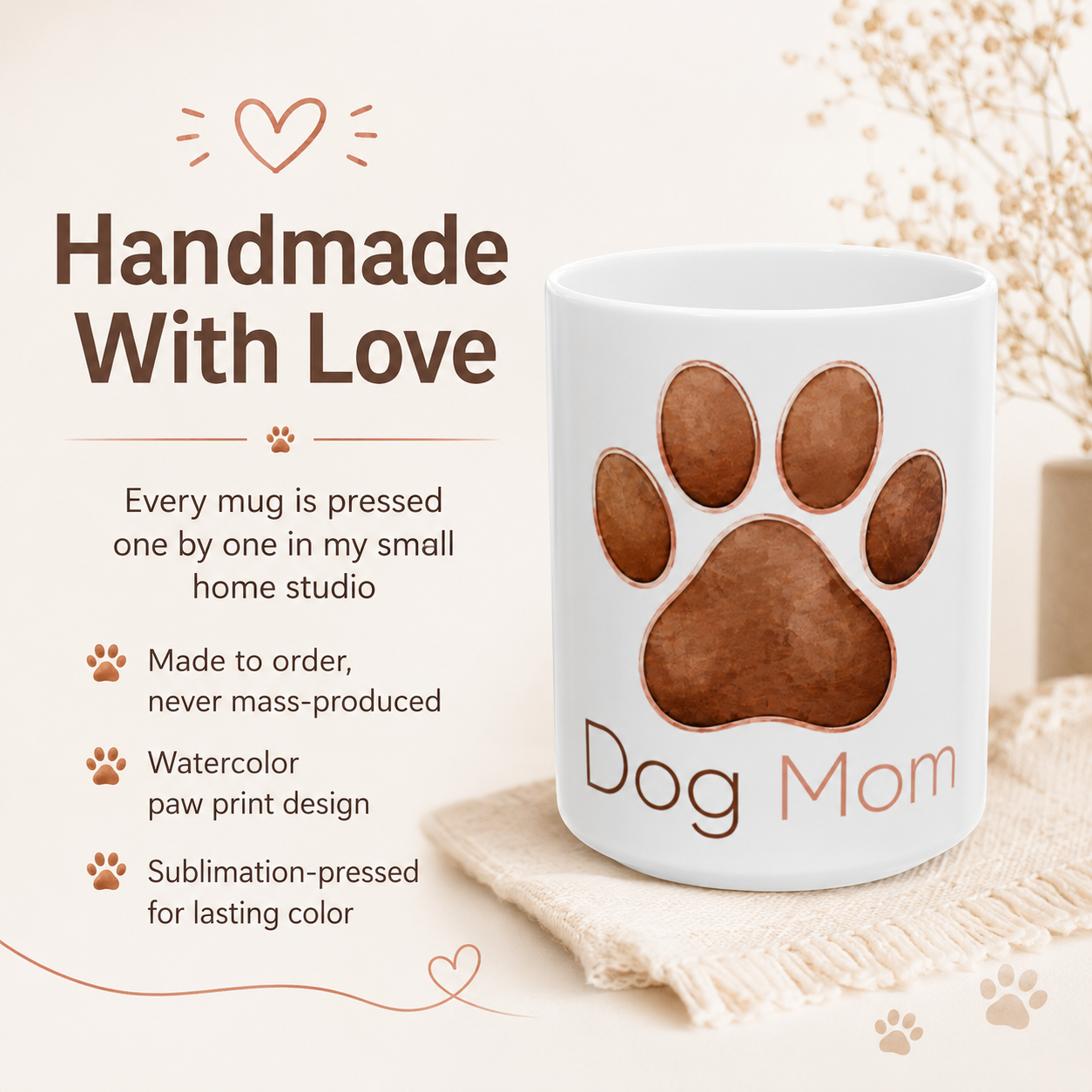 Dog Mom Paw Print Coffee Mug