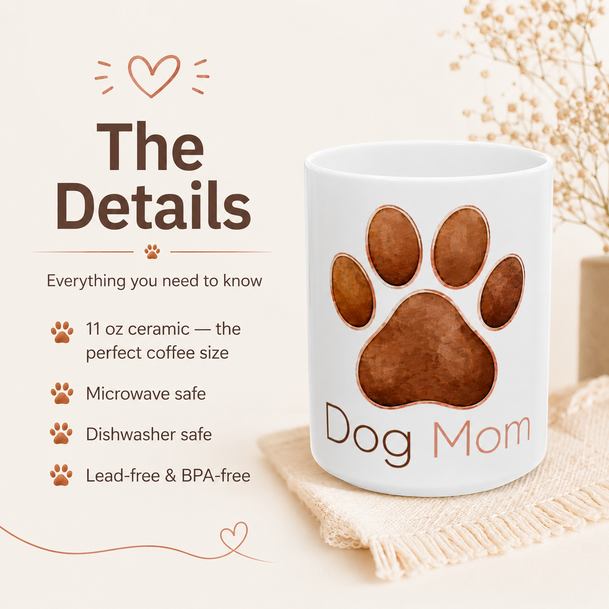 Dog Mom Paw Print Coffee Mug